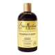 A 13 fl oz bottle of SheaMoisture Jamaican Black Castor Oil Shampoo with a gold cap and a yellow label, shown on a white background.