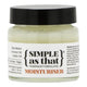Jar of moisturizer with a black lid and 'Simple as that' label on a white background