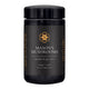 SuperFeast Mason's Mushrooms Blend 100g in a black glass jar with a black lid and a gold label, front view on a plain white background