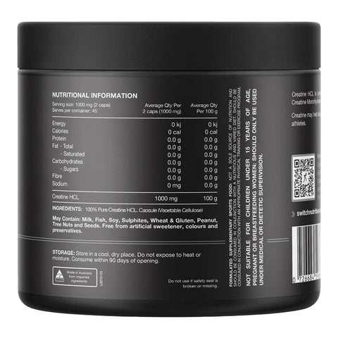 Nutritional information label on a supplement container.