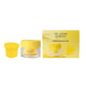 The Jojoba Company Refill & Repair Duo set featuring a yellow jar of Intense Moisture Balm, a small yellow refill container, and its yellow packaging box on a white background.