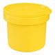 A bright yellow plastic container with a matching screw-on lid, shown against a plain white background.