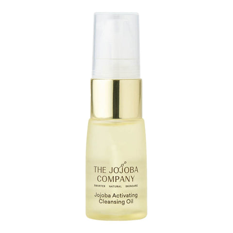 Bottle of Jojoba Activating Cleansing Oil from The Jojoba Company on a white background.