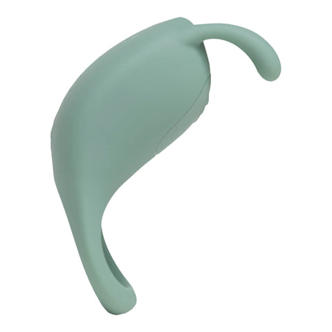 The Natural Love Company Cilantro, a rabbit eared cock ring, with a recycled ocean plastic core and buttery smooth sanitary grade silicone exterior, finished in a contemporary peacock blue. Designed for a fusion of pleasure for both partners during partnered sex.