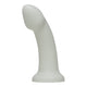 The Natural Love Company Dill G-Curve, a silicone dildo with 6 inches of insertable length and girth of 5 inches at its thickest insertable point.