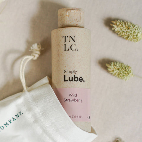 The Natural Love Company Simply Lube - Wild Strawberry, a water-based lubricant only using natural ingredients.