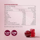 Unichi Cranberry Extract Gummy nutrition information panel on a pink background with No Added Sugar and Low Fat badges, clear product photo