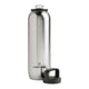 waterdrop All-Purpose Steel Bottle 1L in stainless steel with its black lid lying beside it, front view on a plain white background