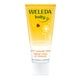 Weleda baby cream tube on a white background