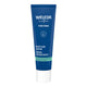 Weleda Moisture Cream for Men 30ml in a dark blue squeeze tube with a white cap, standing upright, front view on a plain white background