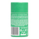The back of a green cylindrical deodorant stick container, showing the text ingredients, barcode, and recycling symbols on a white background.