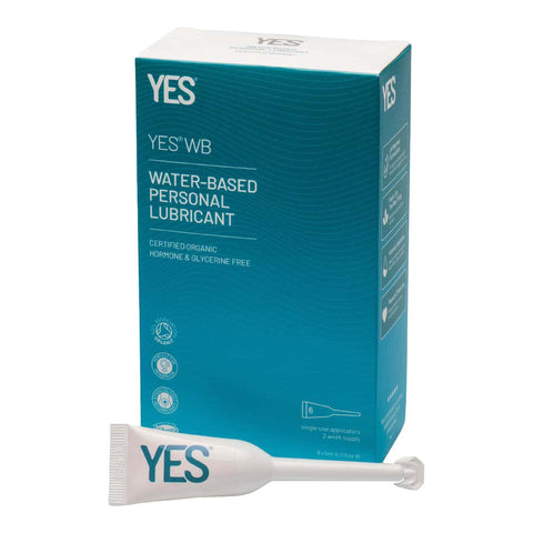 YES water-based personal lubricant packaging with applicator tube on a white background.